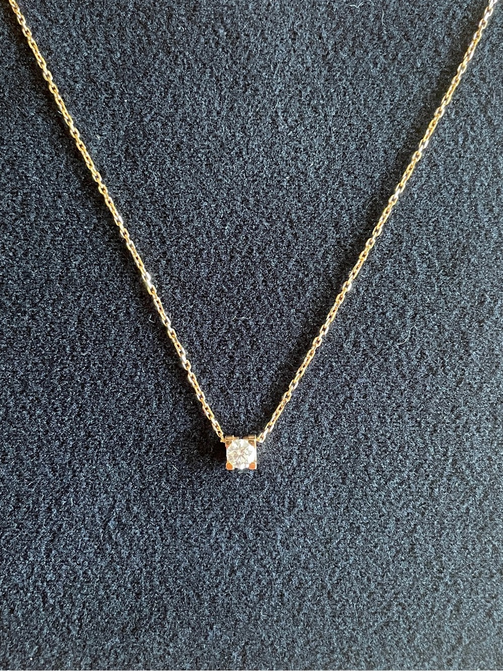 Cartier C de Cartier 18K Rose Gold Diamond Solitaire Pendant Necklace (.21ct)